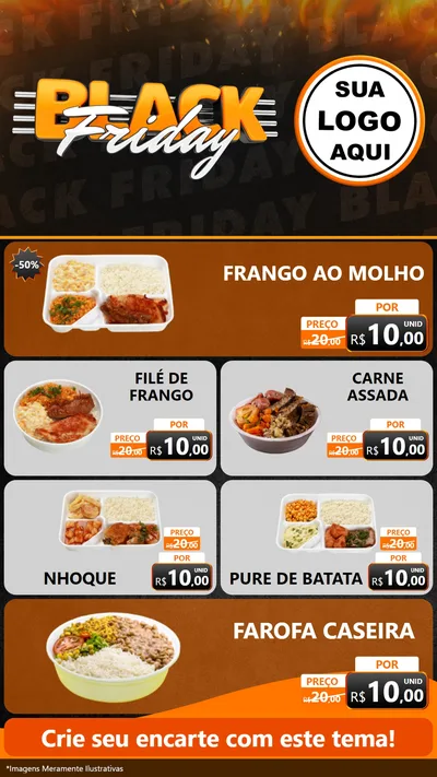 Modelo de TV para TV Vertical com o tema Black Friday para Restaurante