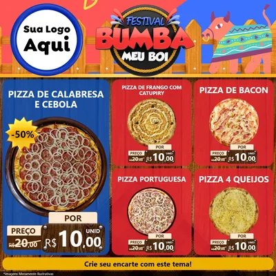 Modelo de Rede Social para Feed Facebook com o tema Festival Bumba Meu Boi para Pizzaria