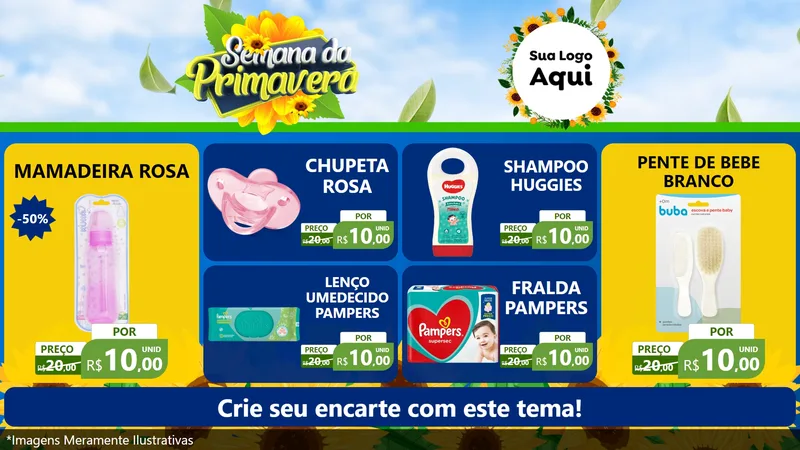Modelo de TV para TV Horizontal com o tema Semana da Primavera para Bebês