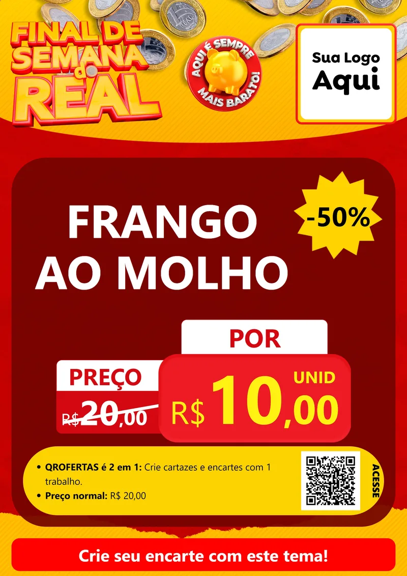 Modelo de Cartaz para Cartaz A4 Vertical com o tema Final de Semana do Real para Restaurante