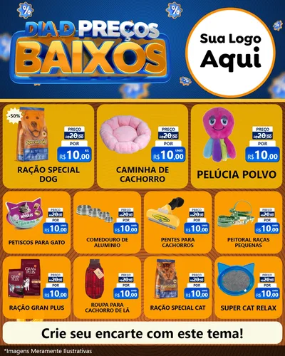 Modelo de Rede Social para Feed Instagram com o tema Dia D Preço Baixo para Pet Shop