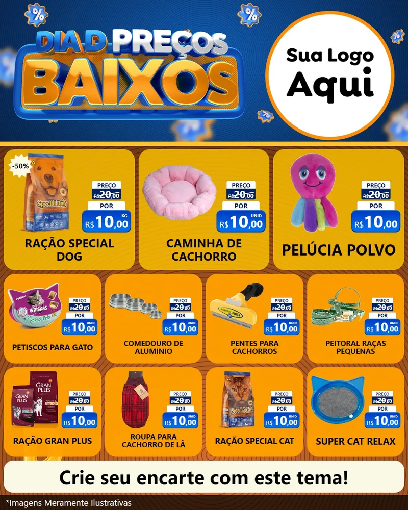 Modelo de Rede Social para Feed Instagram com o tema Dia D Preço Baixo para Pet Shop