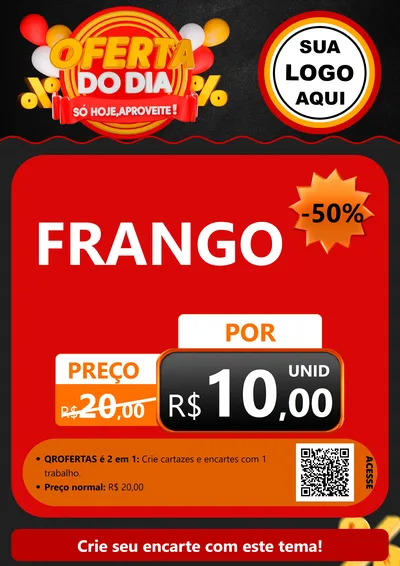 Modelo de Cartaz para Cartaz A4 Vertical com o tema Oferta do Dia - Só hoje, Aproveite! para Assados