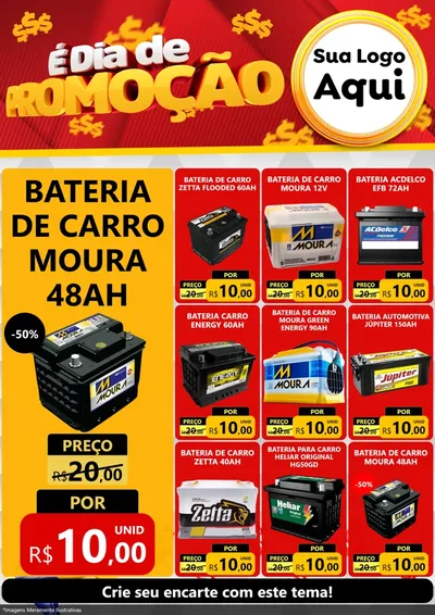 Modelo de Encarte para Encarte A4 Vertical com o tema É Dia De Promoção para Baterias Elétricas