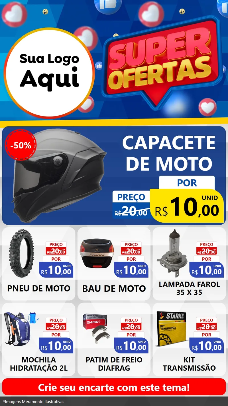Modelo de Rede Social para Stories com o tema Super Ofertas para Moto peças
