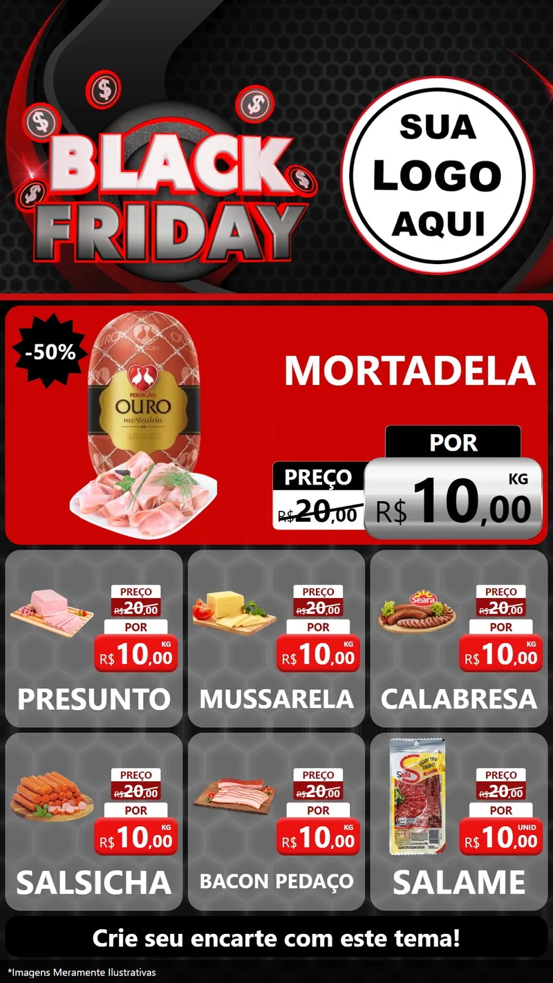 Modelo de Rede Social para Stories com o tema Black Friday para Frios e Laticínios