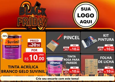 Modelo de Encarte para Encarte A4 Horizontal com o tema Black Friday para Tintas e Ferramentas