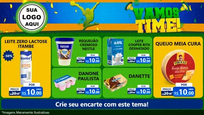 Modelo de TV para TV Horizontal com o tema Vamos Time! para Frios e Laticínios