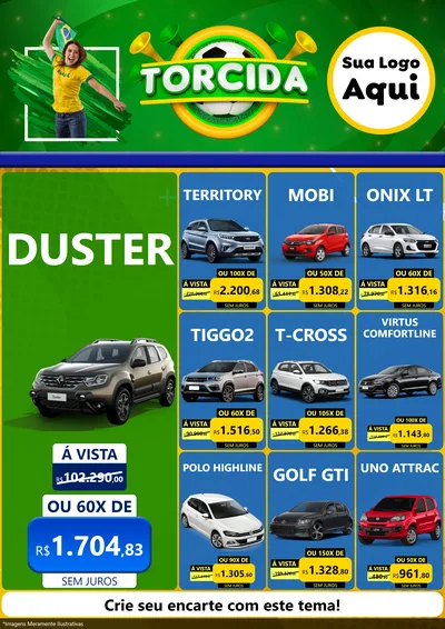 Modelo de Encarte para Encarte A4 Vertical com o tema Torcida para Concessionaria de Carros