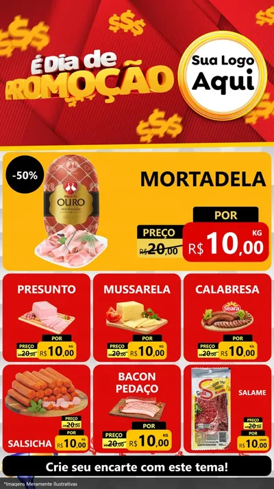Modelo de Rede Social para Stories com o tema É Dia De Promoção para Frios e Laticínios