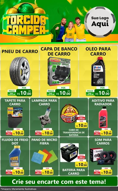 Modelo de Encarte para Encarte Grande com o tema Torcida Campeã - Copa para Auto peças