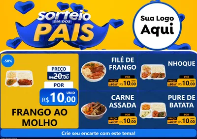 Modelo de Encarte para Encarte A4 Horizontal com o tema Sorteio Dia dos Pais para Restaurante
