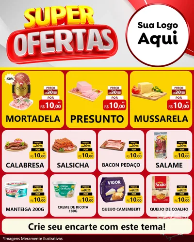 Modelo de Rede Social para Feed Instagram com o tema Super Ofertas para Frios e Laticínios