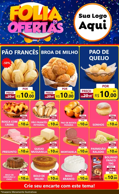 Modelo de Encarte para Encarte Grande com o tema Folia de Ofertas para Padaria