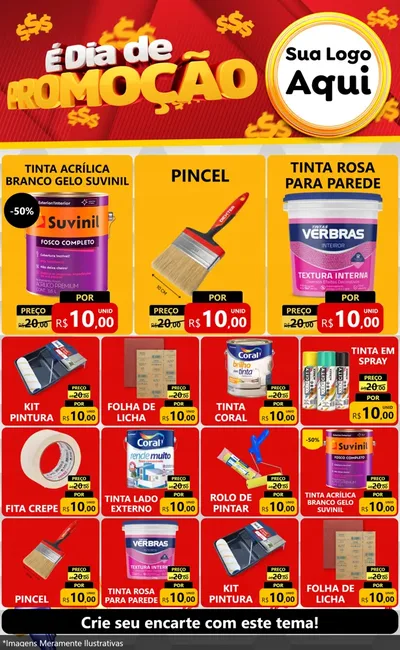 Modelo de Encarte para Encarte Grande com o tema É Dia De Promoção para Tintas e Ferramentas