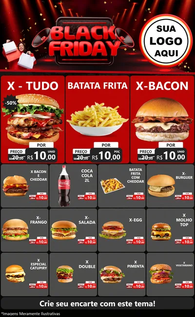 Modelo de Encarte para Encarte Grande com o tema Black Friday para Hamburgueria