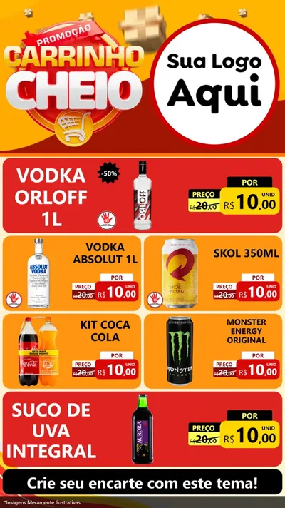 Modelo de TV para TV Vertical com o tema Promoção carrinho cheio para Distribuidora de bebidas
