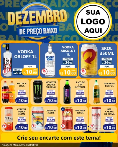 Modelo de Rede Social para Feed Instagram com o tema Dezembro de Preço Baixo para Distribuidora de bebidas