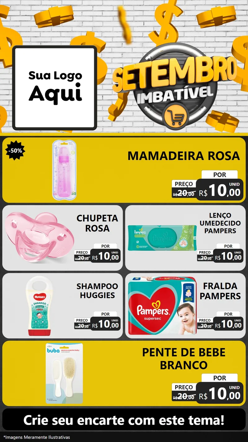 Modelo de TV para TV Vertical com o tema Setembro Imbatível para Bebês