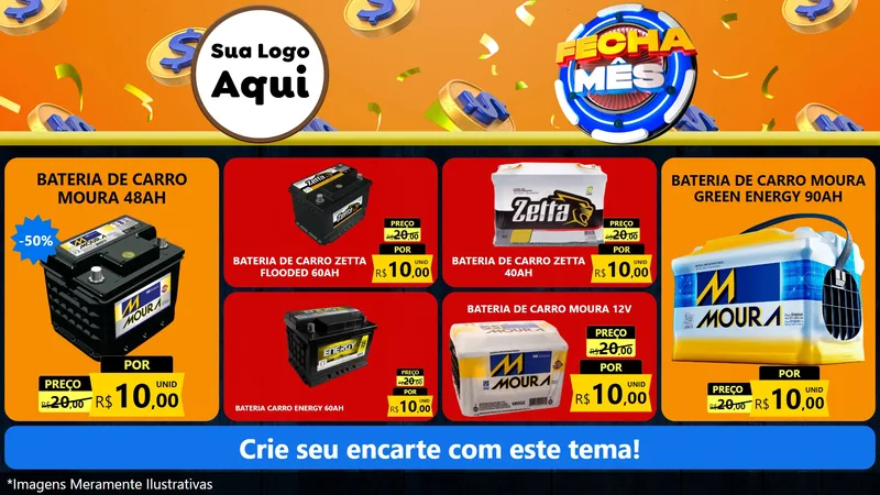 Modelo de TV para TV Horizontal com o tema Fecha Mês para Baterias Elétricas