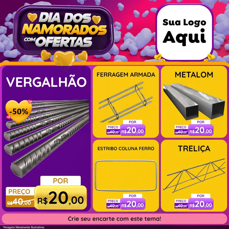 Modelo de Rede Social para Feed Facebook com o tema Dia Dos Namorados Com Ofertas para Ferragens