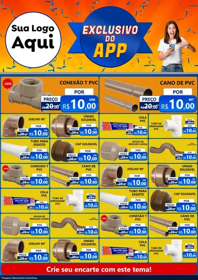 Modelo de Encarte para Encarte A4 Vertical com o tema Exclusivo do Aplicativo para Tubos e conexões