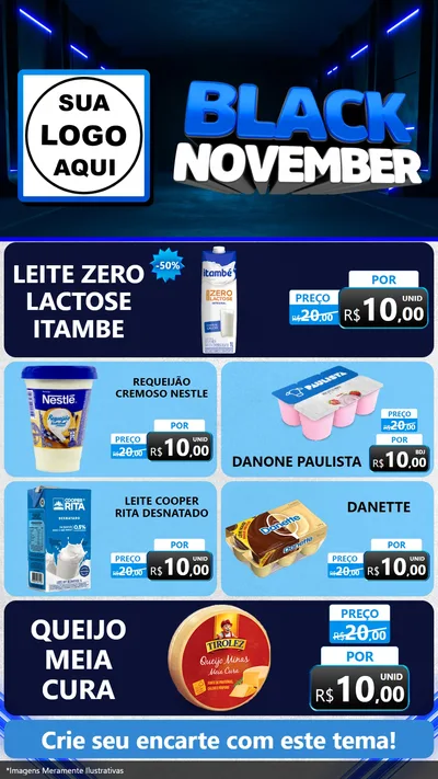Modelo de TV para TV Vertical com o tema Black November para Frios e Laticínios