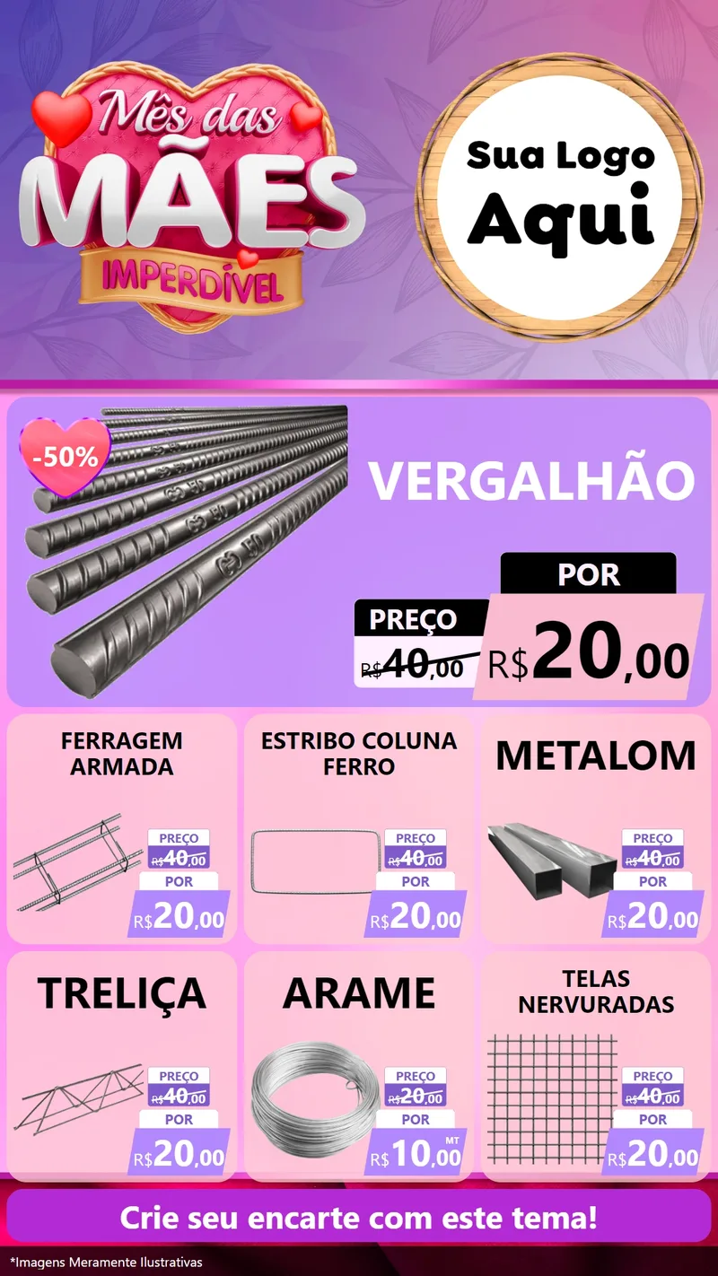 Modelo de Rede Social para Stories com o tema Mês das Mães Imperdível para Ferragens