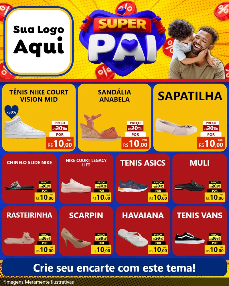 Modelo de Rede Social para Feed Instagram com o tema Super Pai para Calçados
