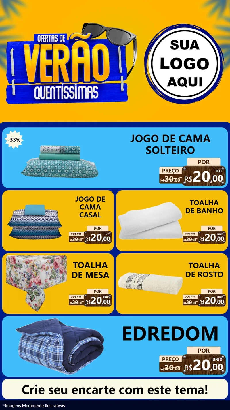 Modelo de TV para TV Vertical com o tema Ofertas de Verão Quentíssimas para Cama, Mesa e Banho