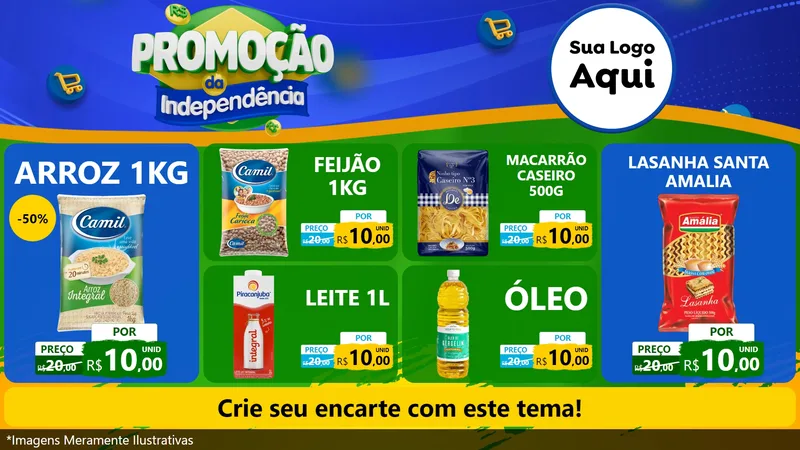 Modelo de TV para TV Horizontal com o tema Promoção da Independência para Supermercado