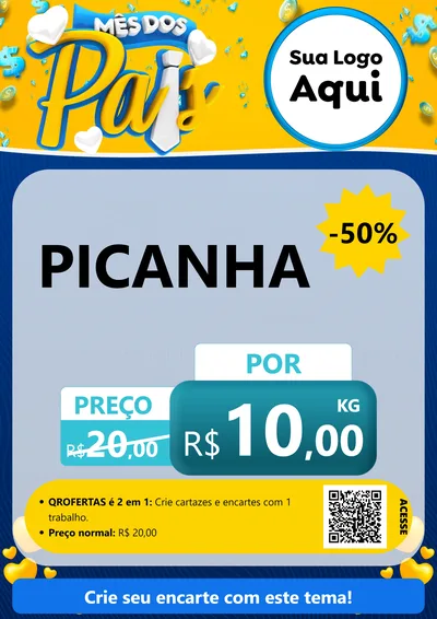 Modelo de Cartaz para Cartaz A4 Vertical com o tema Mês dos Pais para Açougue