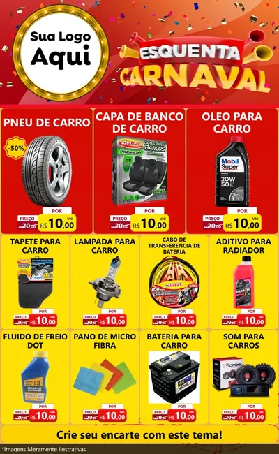 Modelo de Encarte para Encarte Grande com o tema Esquenta Carnaval para Auto peças