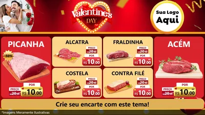 Modelo de TV para TV Horizontal com o tema Valentine's Day para Açougue