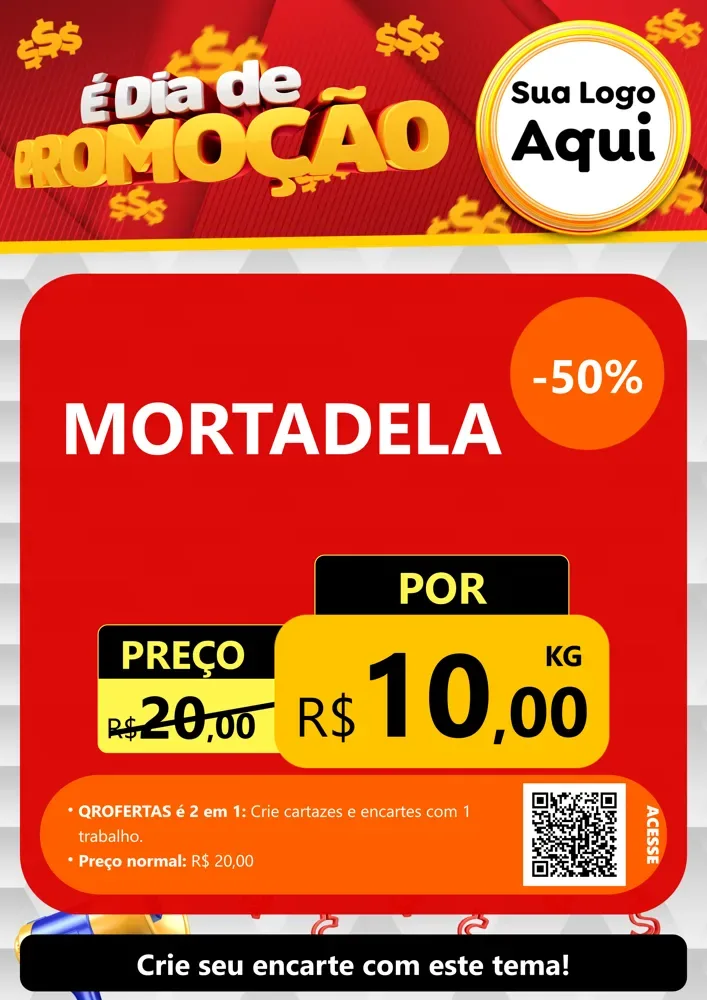 Modelo de Cartaz para Cartaz A4 Vertical com o tema É Dia De Promoção para Frios e Laticínios