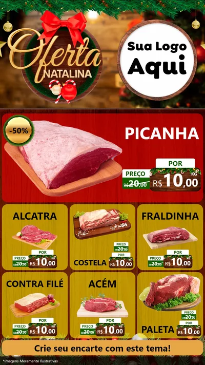 Modelo de Rede Social para Stories com o tema Ofertas Natalina para Açougue