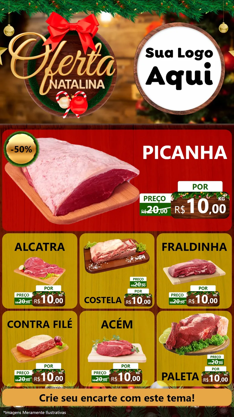 Modelo de Rede Social para Stories com o tema Ofertas Natalina para Açougue