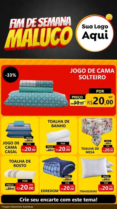 Modelo de Rede Social para Stories com o tema Final de Semana Maluco para Cama, Mesa e Banho