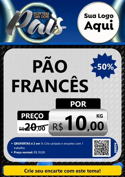 Modelo de Cartaz para Cartaz A4 Vertical com o tema Sorteio Dia Dos Pais para Padaria