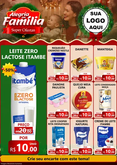 Modelo de Encarte para Encarte A4 Vertical com o tema Alegria Em Família - Super Ofertas para Frios e Laticínios