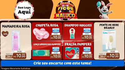 Modelo de TV para TV Horizontal com o tema O Coelho Ficou Maluco - Páscoa para Bebês