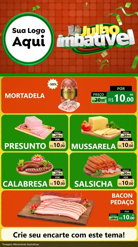Modelo de TV para TV Vertical com o tema Julho Imbatível para Frios e Laticínios