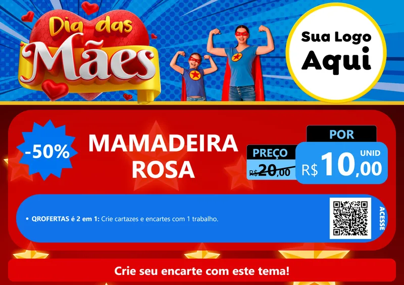 Modelo de Cartaz para Cartaz A4 Horizontal com o tema Dia das Mães para Bebês