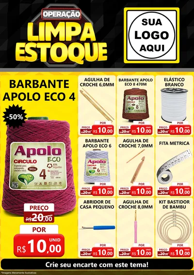 Modelo de Encarte para Encarte A4 Vertical com o tema Operação Limpa Estoque para Armarinho e Aviamentos