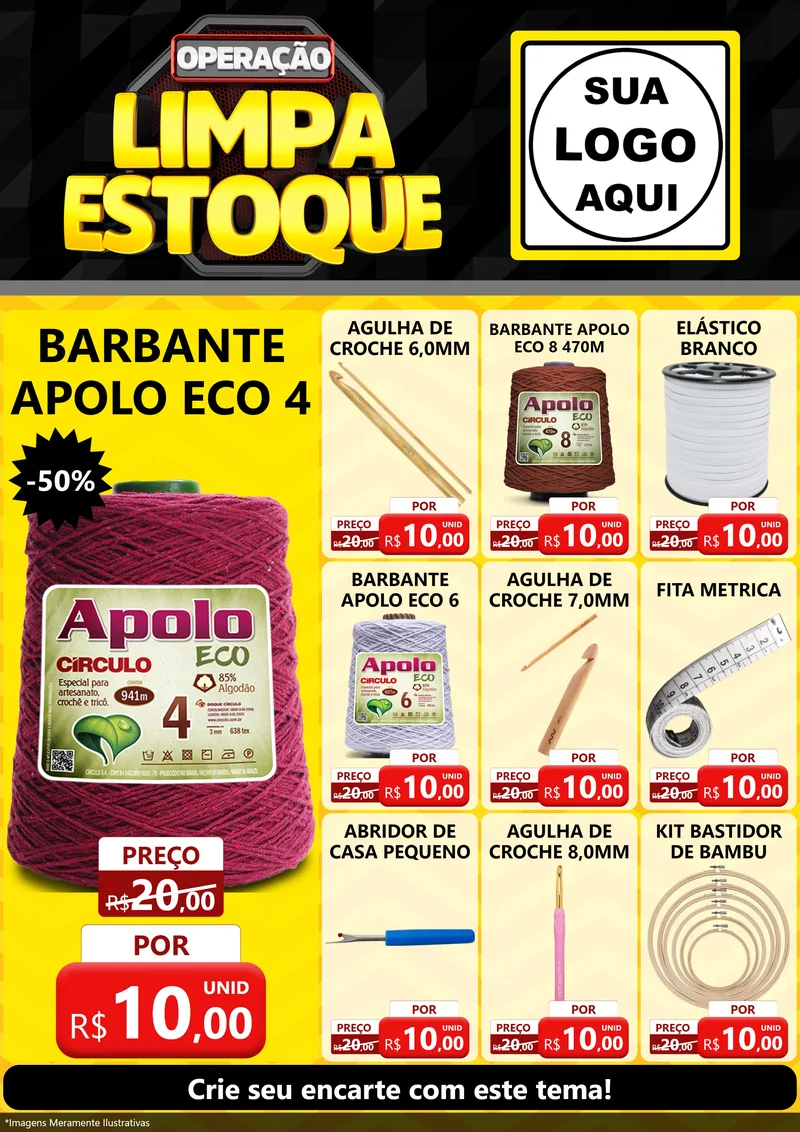 Modelo de Encarte para Encarte A4 Vertical com o tema Operação Limpa Estoque para Armarinho e Aviamentos