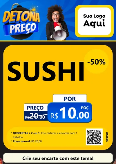 Modelo de Cartaz para Cartaz A4 Vertical com o tema Detona Preços para Comida japonesa