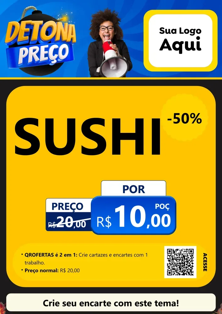 Modelo de Cartaz para Cartaz A4 Vertical com o tema Detona Preços para Comida japonesa