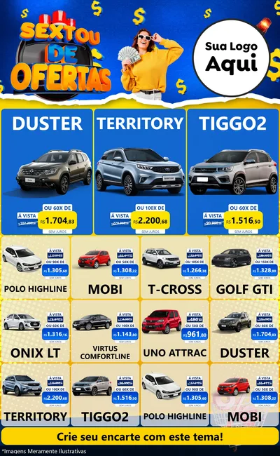 Modelo de Encarte para Encarte Grande com o tema Sextou de Ofertas para Concessionaria de Carros