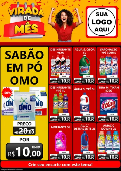 Modelo de Encarte para Encarte A4 Vertical com o tema Virada de Mês para Produtos de Limpeza
