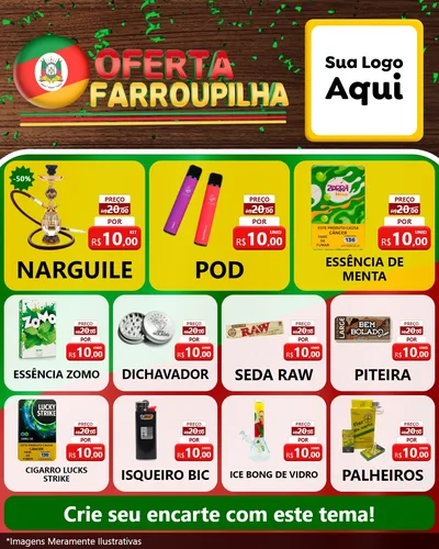 Modelo de Rede Social para Feed Instagram com o tema Oferta Farroupilha para Tabacaria